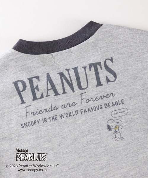 Vintage PEANUTS(ビンテージピーナッツ)の「PEANUTS/スヌーピーコラボ 袖配色半袖Tシャツ(80~90)(Tシャツ/カットソー・キッズ・杢グレー/ベージュ・90cm/80cm)」の14枚目の写真