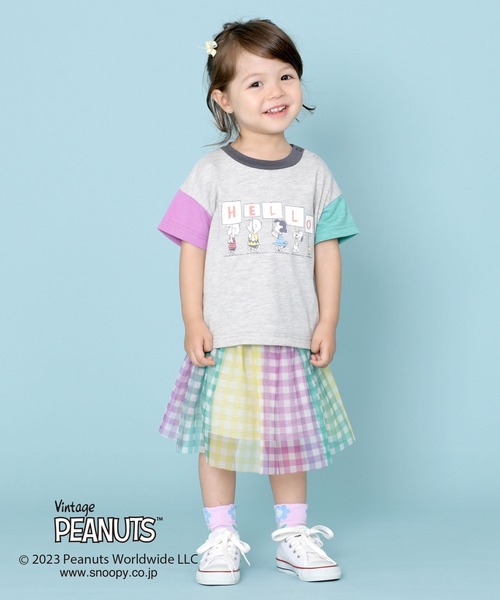 Vintage PEANUTS(ビンテージピーナッツ)の「PEANUTS/スヌーピーコラボ 袖配色半袖Tシャツ(80~90)(Tシャツ/カットソー・キッズ・杢グレー/ベージュ・90cm/80cm)」の6枚目の写真