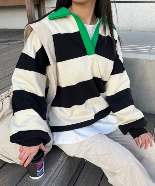 セール】【低身長用サイズあり】裏毛ボーダースキッパー