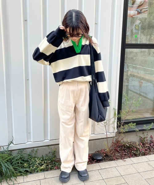 nemne store(ネンネストア)の「【低身長用サイズあり】裏毛ボーダースキッパースウェット(スウェット・レディース・グリーン/ブルー/ブラック・SMALL/MEDIUM)」の13枚目の写真