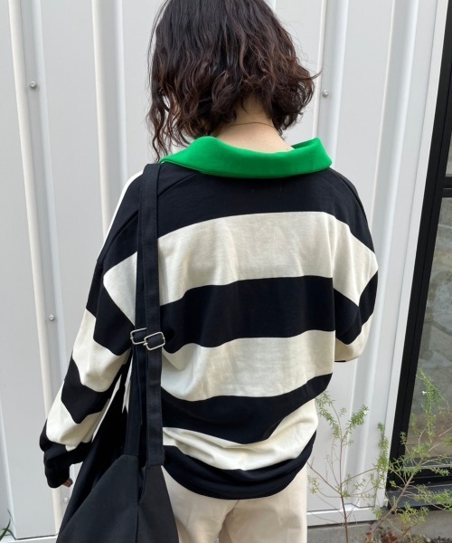 nemne store(ネンネストア)の「【低身長用サイズあり】裏毛ボーダースキッパースウェット(スウェット・レディース・グリーン/ブルー/ブラック・SMALL/MEDIUM)」の10枚目の写真