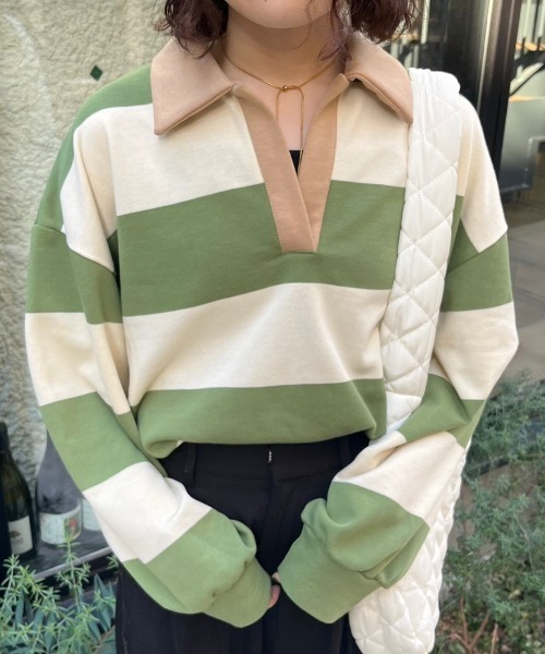 nemne store(ネンネストア)の「【低身長用サイズあり】裏毛ボーダースキッパースウェット(スウェット・レディース・グリーン/ブルー/ブラック・SMALL/MEDIUM)」の18枚目の写真