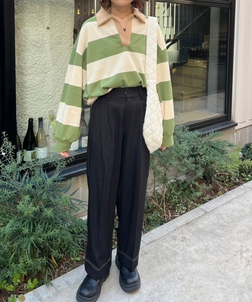 nemne store(ネンネストア)の「【低身長用サイズあり】裏毛ボーダースキッパースウェット(スウェット・レディース・グリーン/ブルー/ブラック・SMALL/MEDIUM)」の22枚目の写真