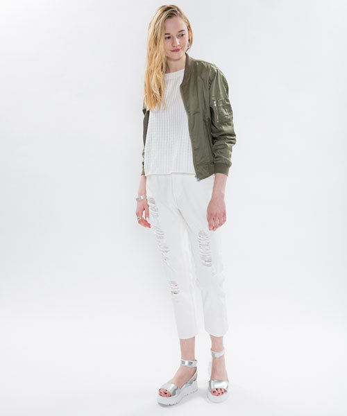 mystic（ミスティック）の「【mystic】 MA-1（ミリタリージャケット・レディース・オフホワイト/ベージュ/カーキ/ネイビー・ﾌﾘ-）」の16枚目の写真