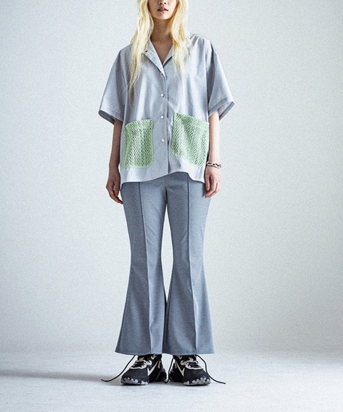 OKIRAKU(オキラク)の「☆ 【OKIRAKU】ヘリンボーンフレアパンツ BC20702(その他パンツ・レディース・オレンジ/サックスブルー・FREE)」の3枚目の写真