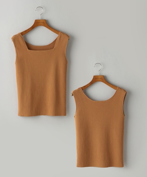 A part by(アパートバイ)の「2WAYニットタンク(タンクトップ・レディース・アイボリー/ライトブラウン/ブラック/ブルー/ブラウン・FREE)」の5枚目の写真