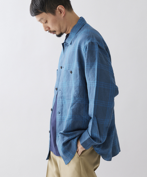 JOURNAL STANDARD relume（ジャーナルスタンダード　レリューム）の「【ALASKAN / アラスカン】ライトチェック ワークシャツ（シャツ/ブラウス・メンズ・ライトグレー/サックスブルー/アイボリー・MEDIUM/LARGE）」の3枚目の写真