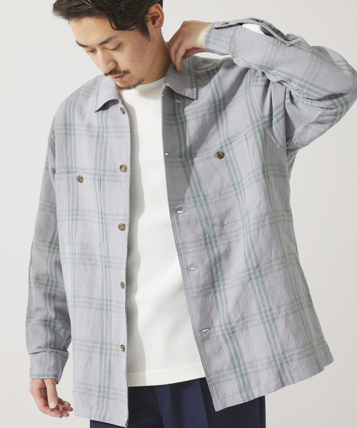 JOURNAL STANDARD relume（ジャーナルスタンダード　レリューム）の「【ALASKAN / アラスカン】ライトチェック ワークシャツ（シャツ/ブラウス・メンズ・ライトグレー/サックスブルー/アイボリー・MEDIUM/LARGE）」の6枚目の写真