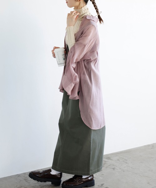 GeeRA（ジーラ）の「2WAYスリットスリーブシアーシャツ（シャツ/ブラウス・レディース・オフホワイト/ピンク/サンドグレー・LARGE/MEDIUM）」の21枚目の写真