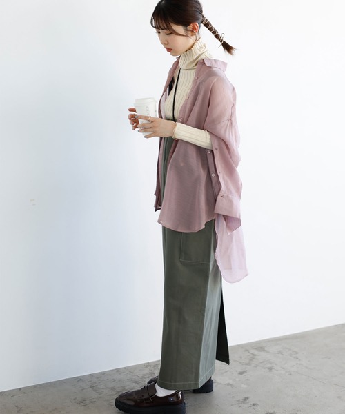 GeeRA（ジーラ）の「2WAYスリットスリーブシアーシャツ（シャツ/ブラウス・レディース・オフホワイト/ピンク/サンドグレー・LARGE/MEDIUM）」の11枚目の写真
