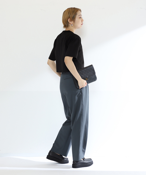 SLOANE(スローン)の「【SLOANE/スローン】別注 クロップドTシャツ(Tシャツ/カットソー・レディース・ベージュ系その他/ブラック・FREE)」の4枚目の写真