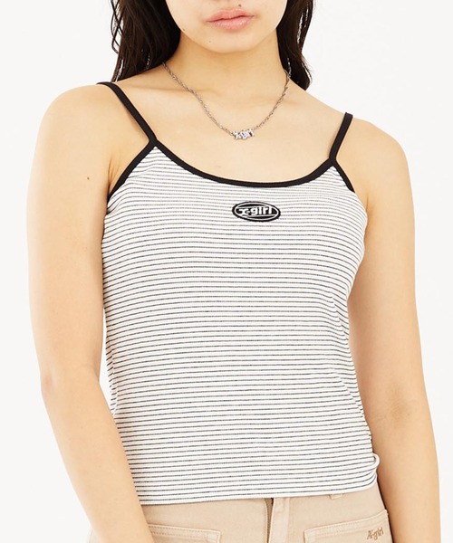 X-girl（エックスガール）の「OVAL LOGO CAMISOLE（キャミソール・レディース・ブラック/マルチ/ホワイト/グリーン・S/M）」の4枚目の写真