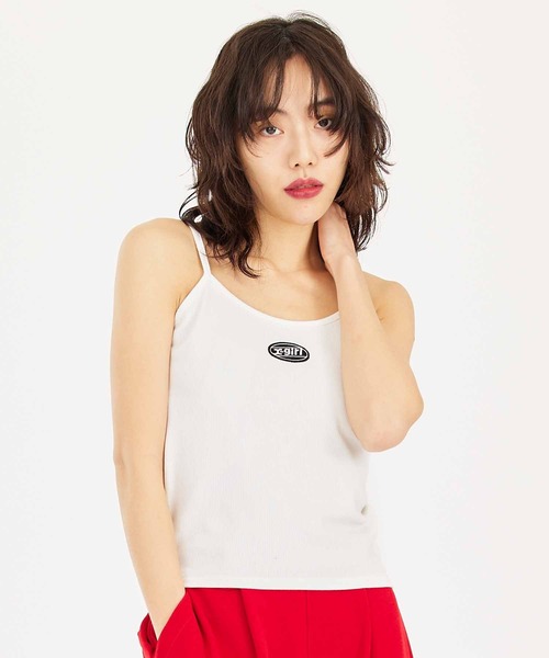 logo gradation camisole white ラスト1枚 X-girl（エックスガール）の「OVAL LOGO CAMISOLE（キャミソール
