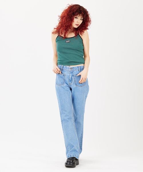 X-girl（エックスガール）の「OVAL LOGO CAMISOLE（キャミソール・レディース・ブラック/マルチ/ホワイト/グリーン・S/M）」の5枚目の写真