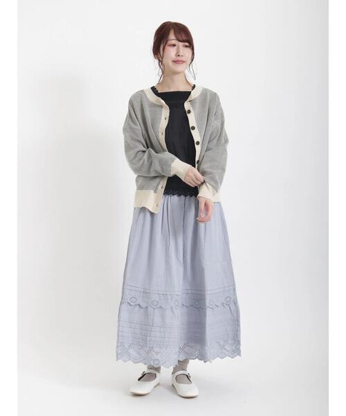Samansa Mos2（サマンサ モスモス）の「スクエアネックレースカットソー（Tシャツ/カットソー・レディース・ブラック/オフホワイト/ベージュ・ﾌﾘ-）」の7枚目の写真