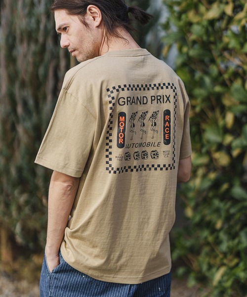 CAMBIO(カンビオ)の「mt8380-スタンダードシルエットプリントT(モーターレーシング)(Tシャツ/カットソー・メンズ・ホワイト/ベージュ/スミクロ・S/M/L/XL)」の1枚目の写真