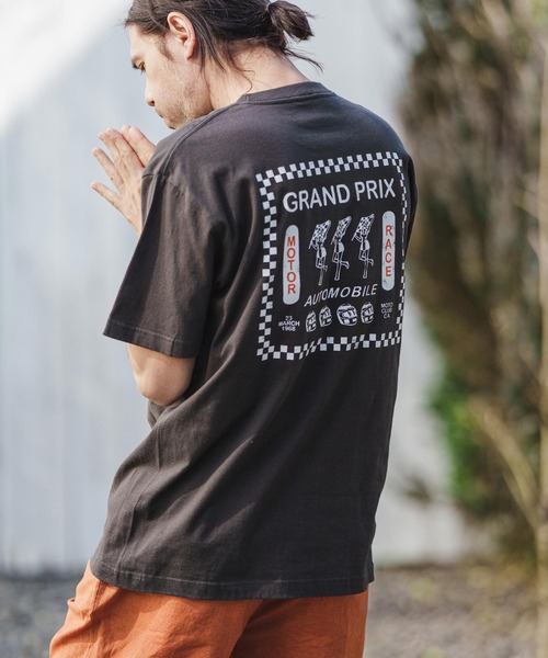 CAMBIO(カンビオ)の「mt8380-スタンダードシルエットプリントT(モーターレーシング)(Tシャツ/カットソー・メンズ・ホワイト/ベージュ/スミクロ・S/M/L/XL)」の7枚目の写真