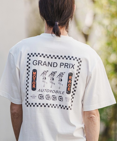CAMBIO(カンビオ)の「mt8380-スタンダードシルエットプリントT(モーターレーシング)(Tシャツ/カットソー・メンズ・ホワイト/ベージュ/スミクロ・S/M/L/XL)」の11枚目の写真