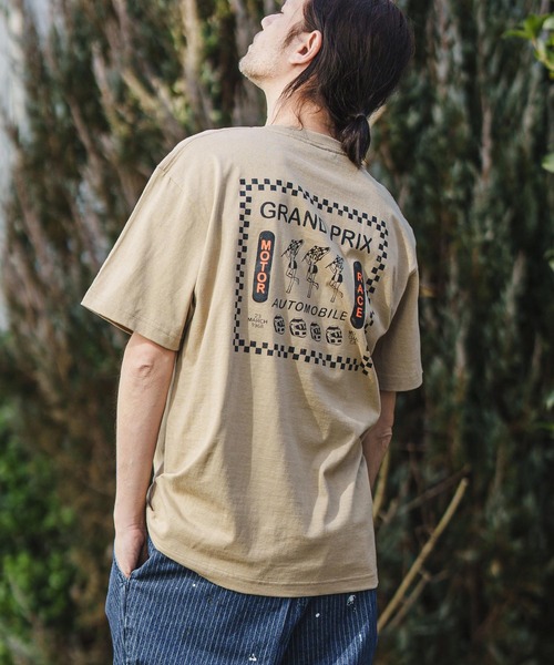 CAMBIO(カンビオ)の「mt8380-スタンダードシルエットプリントT(モーターレーシング)(Tシャツ/カットソー・メンズ・ホワイト/ベージュ/スミクロ・S/M/L/XL)」の12枚目の写真