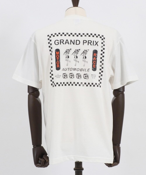 CAMBIO(カンビオ)の「mt8380-スタンダードシルエットプリントT(モーターレーシング)(Tシャツ/カットソー・メンズ・ホワイト/ベージュ/スミクロ・S/M/L/XL)」の6枚目の写真