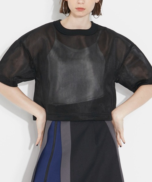 CITY TOKYO（シティトウキョウ）の「ダンボールメッシュトップス（Tシャツ/カットソー・レディース・ブラック/オフホワイト・FREE）」の2枚目の写真