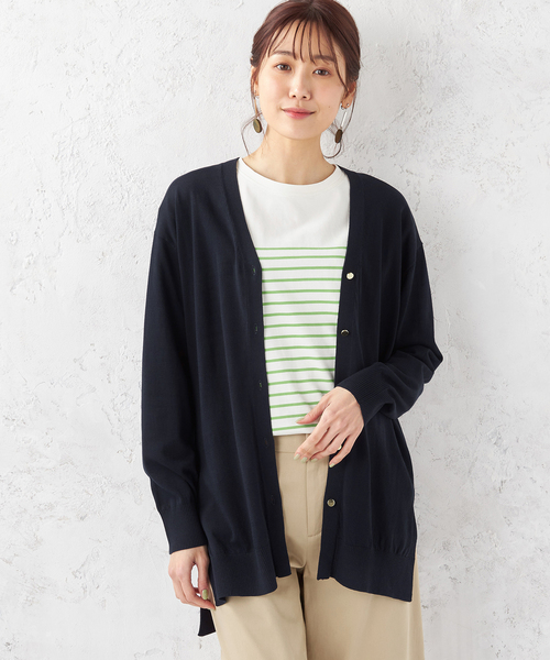 Petit Honfleur（プチオンフルール）の「【UVカット・接触冷感・ウォッシャブル】ロングカーディガン（カーディガン/ボレロ・レディース・ネイビー/ブラック/ベージュ・M/L）」の11枚目の写真