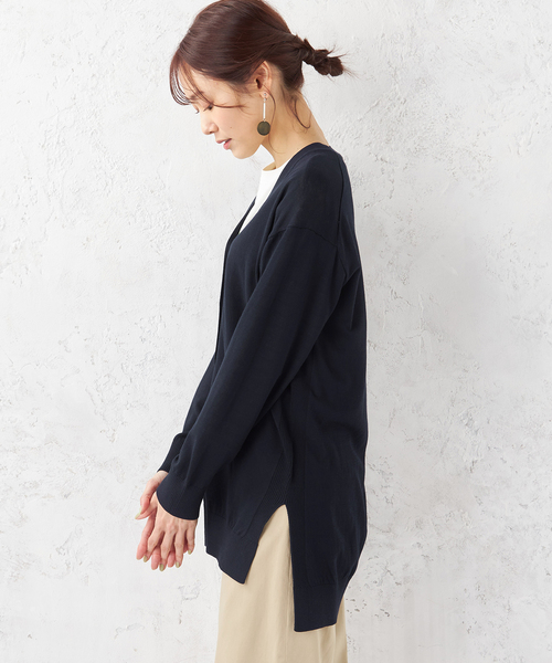 Petit Honfleur（プチオンフルール）の「【UVカット・接触冷感・ウォッシャブル】ロングカーディガン（カーディガン/ボレロ・レディース・ネイビー/ブラック/ベージュ・M/L）」の18枚目の写真