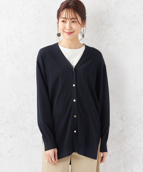 Petit Honfleur（プチオンフルール）の「【UVカット・接触冷感・ウォッシャブル】ロングカーディガン（カーディガン/ボレロ・レディース・ネイビー/ブラック/ベージュ・M/L）」の14枚目の写真