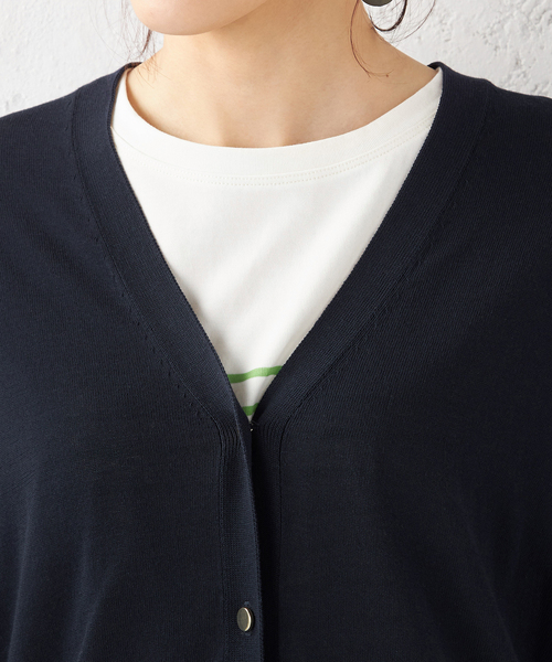 Petit Honfleur（プチオンフルール）の「【UVカット・接触冷感・ウォッシャブル】ロングカーディガン（カーディガン/ボレロ・レディース・ネイビー/ブラック/ベージュ・M/L）」の20枚目の写真