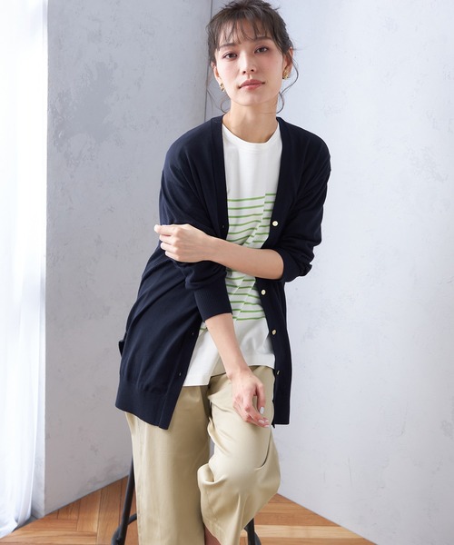 Petit Honfleur（プチオンフルール）の「【UVカット・接触冷感・ウォッシャブル】ロングカーディガン（カーディガン/ボレロ・レディース・ネイビー/ブラック/ベージュ・M/L）」の3枚目の写真