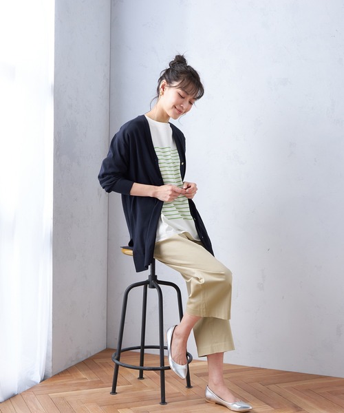 Petit Honfleur（プチオンフルール）の「【UVカット・接触冷感・ウォッシャブル】ロングカーディガン（カーディガン/ボレロ・レディース・ネイビー/ブラック/ベージュ・M/L）」の19枚目の写真