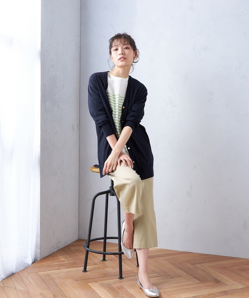 Petit Honfleur（プチオンフルール）の「【UVカット・接触冷感・ウォッシャブル】ロングカーディガン（カーディガン/ボレロ・レディース・ネイビー/ブラック/ベージュ・M/L）」の15枚目の写真