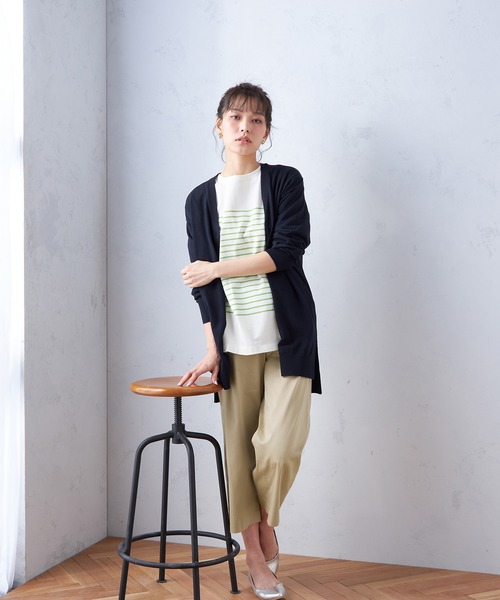 Petit Honfleur（プチオンフルール）の「【UVカット・接触冷感・ウォッシャブル】ロングカーディガン（カーディガン/ボレロ・レディース・ネイビー/ブラック/ベージュ・M/L）」の6枚目の写真