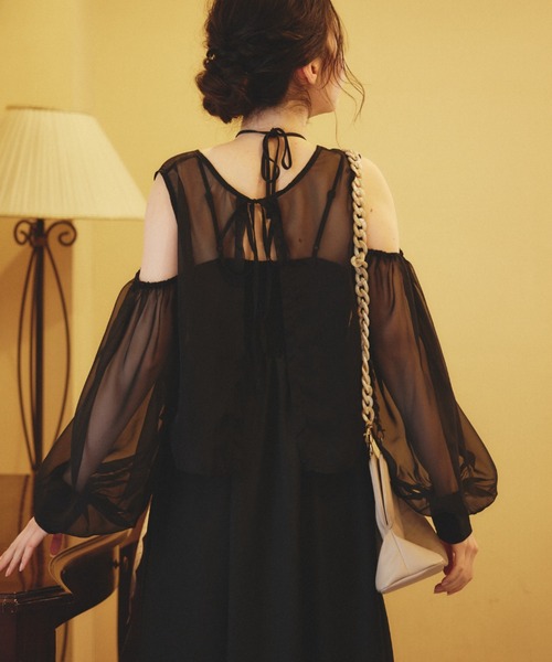 セール】sheer bolero camisole dress/ボレロ付キャミワンピース