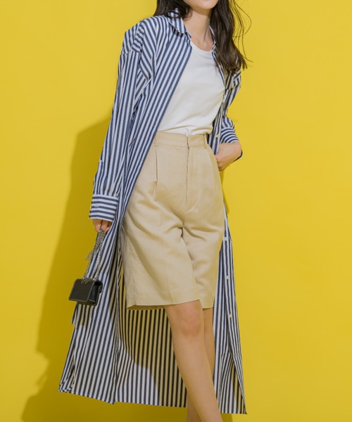 VICKY（ビッキー）の「【羽織としても使える】カラーストライプシャツワンピース《洗濯機で洗える》（シャツワンピース・レディース・ダークネイビー/グリーン系その他/ブルー系その他/ピンク系その他・M）」の3枚目の写真