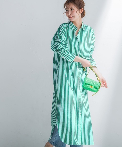 VICKY（ビッキー）の「【羽織としても使える】カラーストライプシャツワンピース《洗濯機で洗える》（シャツワンピース・レディース・ダークネイビー/グリーン系その他/ブルー系その他/ピンク系その他・M）」の19枚目の写真
