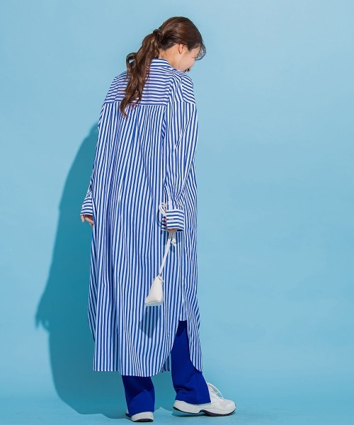 VICKY（ビッキー）の「【羽織としても使える】カラーストライプシャツワンピース《洗濯機で洗える》（シャツワンピース・レディース・ダークネイビー/グリーン系その他/ブルー系その他/ピンク系その他・M）」の13枚目の写真