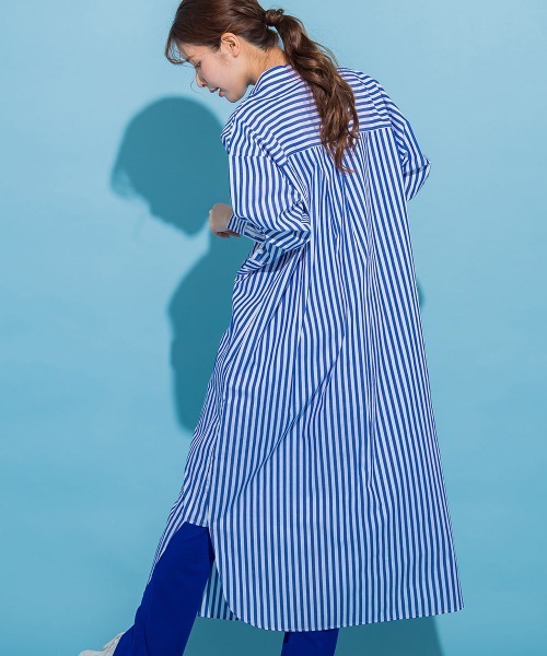 VICKY（ビッキー）の「【羽織としても使える】カラーストライプシャツワンピース《洗濯機で洗える》（シャツワンピース・レディース・ダークネイビー/グリーン系その他/ブルー系その他/ピンク系その他・M）」の18枚目の写真