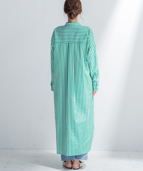 VICKY（ビッキー）の「【羽織としても使える】カラーストライプシャツワンピース《洗濯機で洗える》（シャツワンピース・レディース・ダークネイビー/グリーン系その他/ブルー系その他/ピンク系その他・M）」の20枚目の写真
