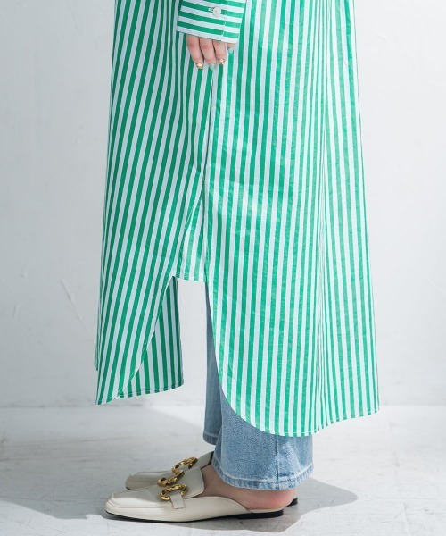 VICKY（ビッキー）の「【羽織としても使える】カラーストライプシャツワンピース《洗濯機で洗える》（シャツワンピース・レディース・ダークネイビー/グリーン系その他/ブルー系その他/ピンク系その他・M）」の10枚目の写真