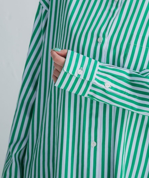 VICKY（ビッキー）の「【羽織としても使える】カラーストライプシャツワンピース《洗濯機で洗える》（シャツワンピース・レディース・ダークネイビー/グリーン系その他/ブルー系その他/ピンク系その他・M）」の15枚目の写真