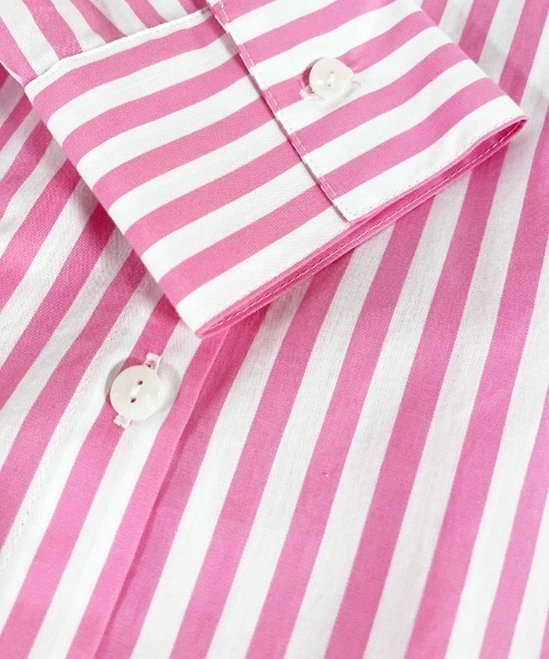 VICKY（ビッキー）の「【羽織としても使える】カラーストライプシャツワンピース《洗濯機で洗える》（シャツワンピース・レディース・ダークネイビー/グリーン系その他/ブルー系その他/ピンク系その他・M）」の5枚目の写真