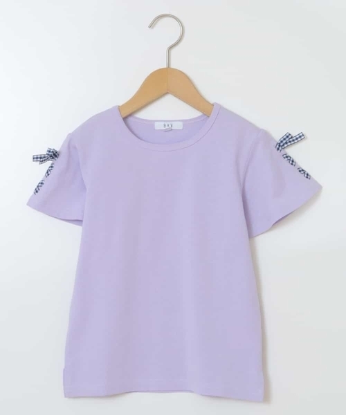 a.v.v（アーヴェヴェ）の「[100-130]レースアップリボンスリーブＴシャツ（Tシャツ/カットソー・キッズ・ホワイト/ライトブルー/ライトパープル/ブラック/ピンク・120/100/110/130）」の21枚目の写真