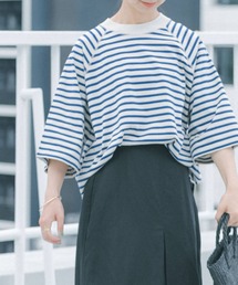 FORK&SPOON | FORK&SPOON　ボーダー5分袖Tシャツ(Tシャツ/カットソー)