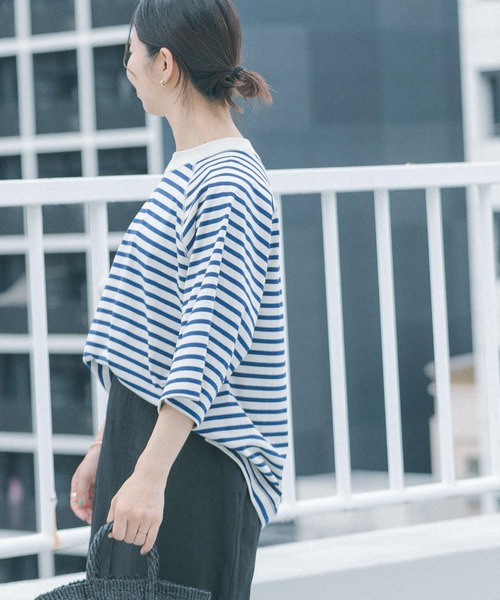 FORK&SPOON(フォークアンドスプーン)の「FORK&SPOON ボーダー5分袖Tシャツ(Tシャツ/カットソー・レディース・ホワイト系その他/アイボリー/ベージュ系その他・1)」の4枚目の写真