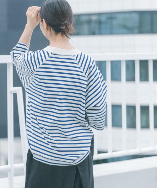 FORK&SPOON(フォークアンドスプーン)の「FORK&SPOON ボーダー5分袖Tシャツ(Tシャツ/カットソー・レディース・ホワイト系その他/アイボリー/ベージュ系その他・1)」の5枚目の写真