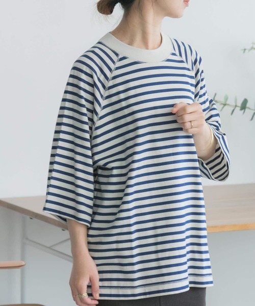 FORK&SPOON(フォークアンドスプーン)の「FORK&SPOON ボーダー5分袖Tシャツ(Tシャツ/カットソー・レディース・ホワイト系その他/アイボリー/ベージュ系その他・1)」の8枚目の写真