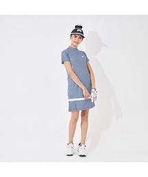 FILA GOLF/フィラゴルフ ゴルフウェア 吸汗速乾 UVカット 接触冷感 総柄 モックネック 半袖 ミニ丈 ワンピース