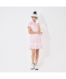 FILA GOLF/フィラゴルフ ゴルフウェア 吸汗速乾 UVカット 接触冷感 総柄 モックネック 半袖 ミニ丈 ワンピース