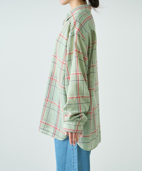 CIAOPANIC TYPY（チャオパニックティピー）の「【ユニセックス】バスケット編みメッシュチェックシャツ（シャツ/ブラウス・メンズ・ベージュ/ネイビー/グリーン/ブラウン/ブラック/ブラック系その他/グリーン系その他/レッド/イエロー/スカイブルー/ミント/ブラック系その他2/ブルー系その他4/ベージュ系その他・MEDIUM/LARGE）」の17枚目の写真